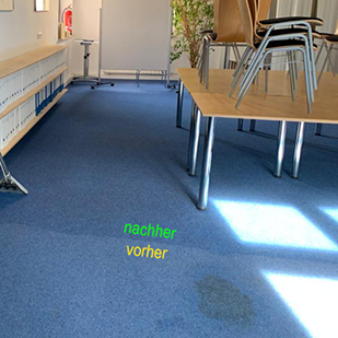 Ein Büroteppeich vor und nach der Reinigung